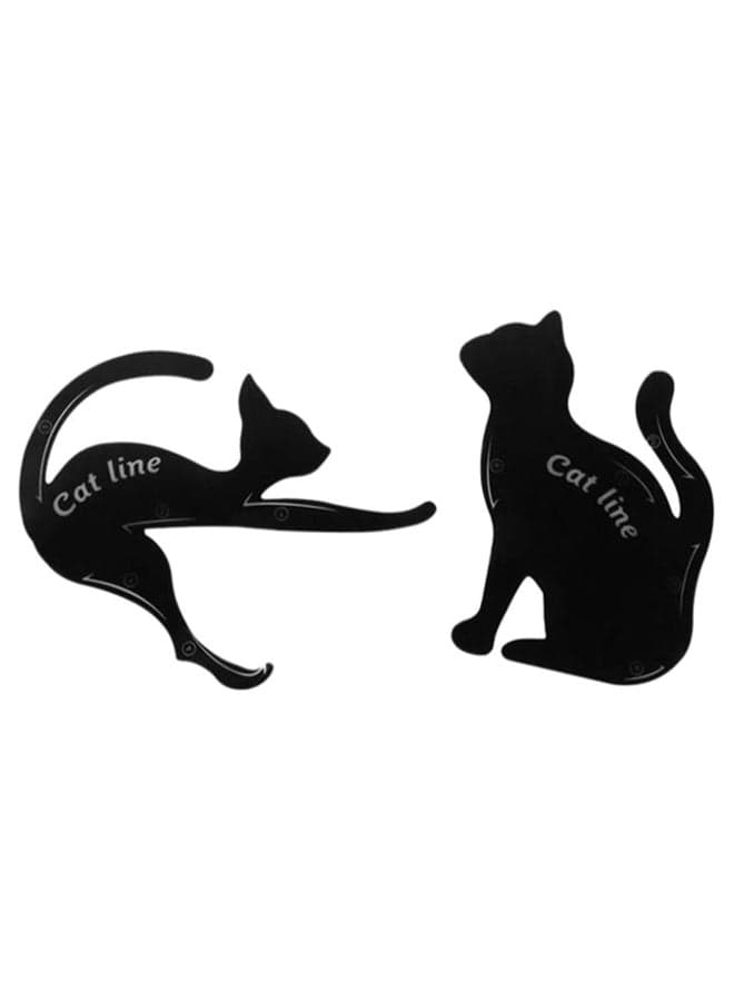 2-Piece Cat Line Shape Eyeliner Stencil Black