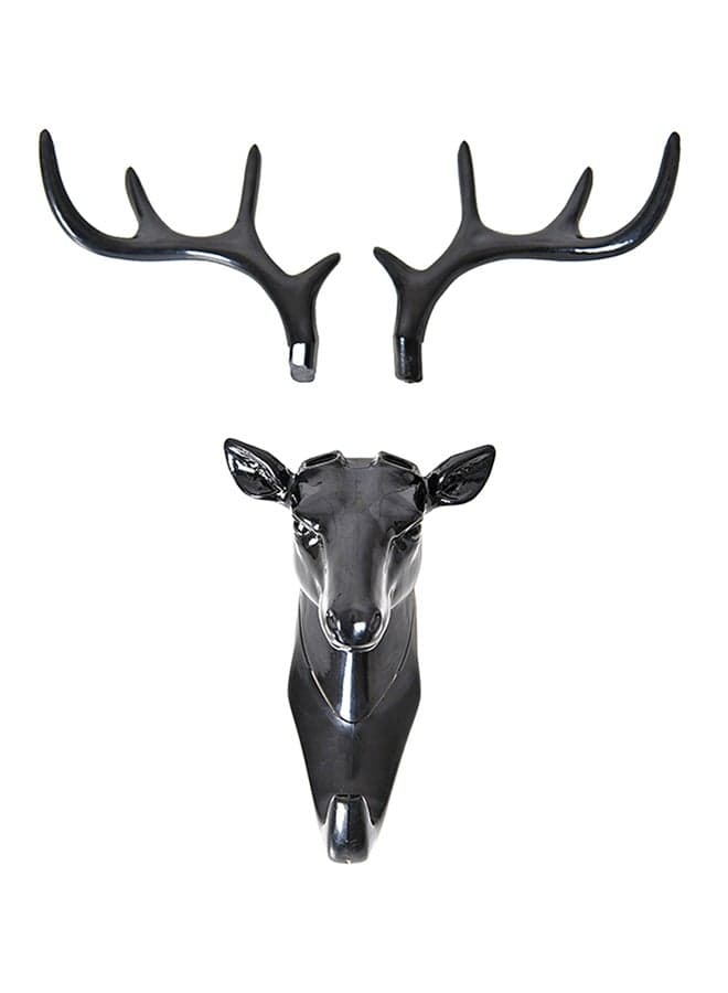 Home Decoration Creative Hook-Up Antlers Black 18.5x16centimeter