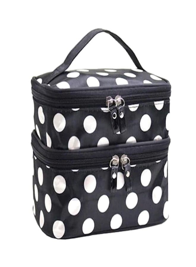 Double Layer Travel Makeup Bag Black/White