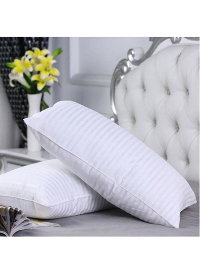 Pack Of 2 Striped Hotel Pillows Microfiber White 75x50cm