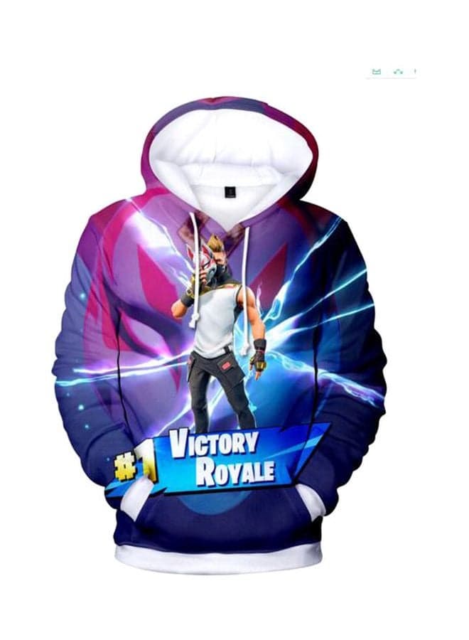 3D Fortnite Printed Hoodie Blue/Purple/Whhite