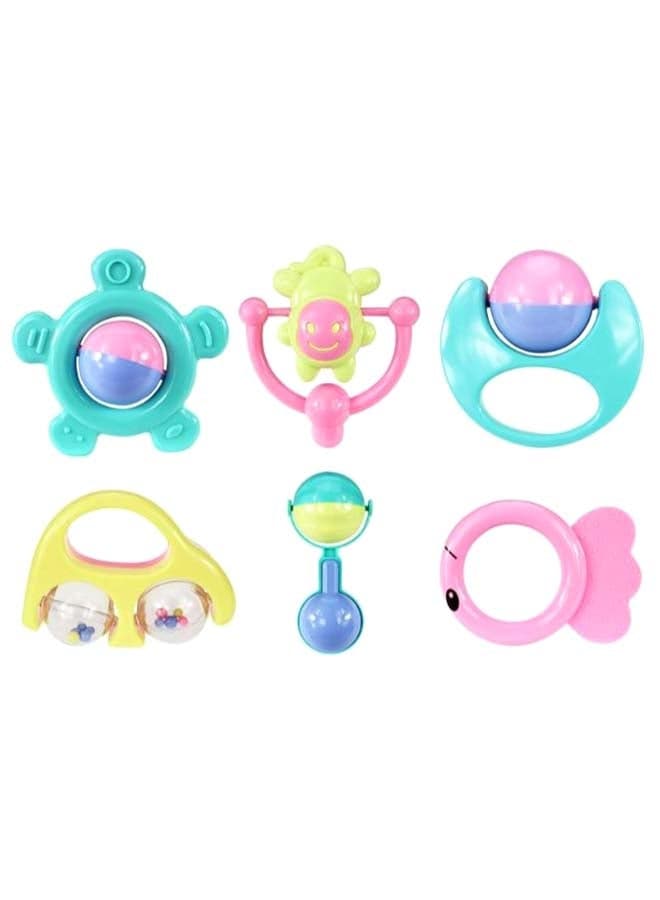 6-Piece Animal Hand Bell Rattle Toy Set