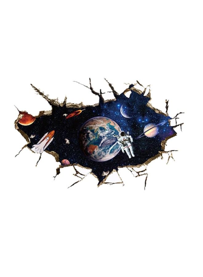 3D Space Astronaut Pattern Removable Wall Sticker Multicolour 60 x 90cm
