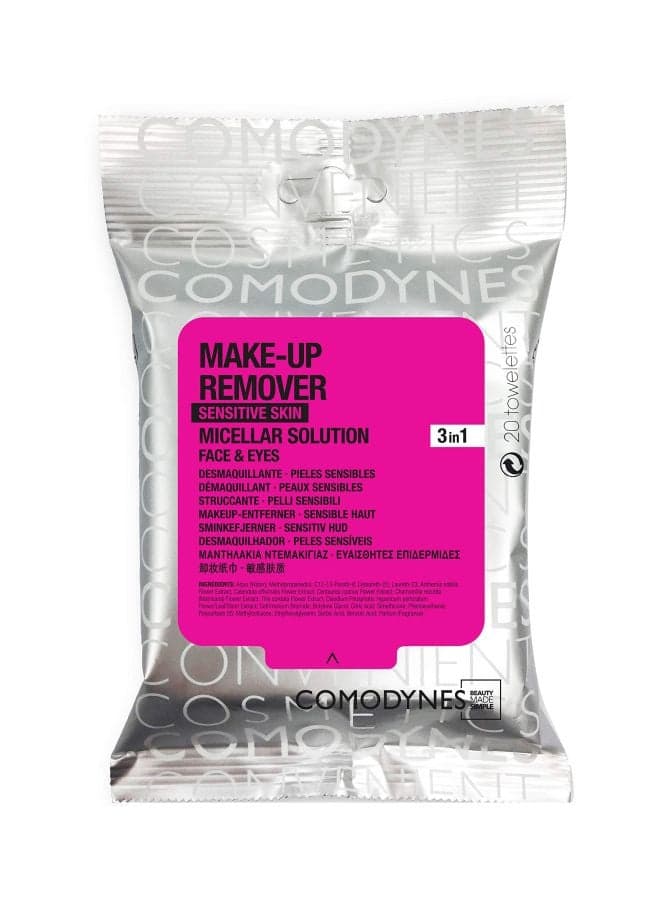 Pack Of 20 3 In 1 Make Up Remover For Sensitive Skin White