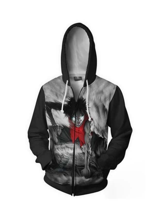 One Piece 3D Printed Hoodie Black
