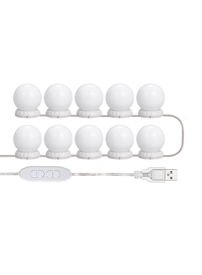 10 Bulbs Vanity LEDs Mirror Lights White 20.30x5.60x14.20cm