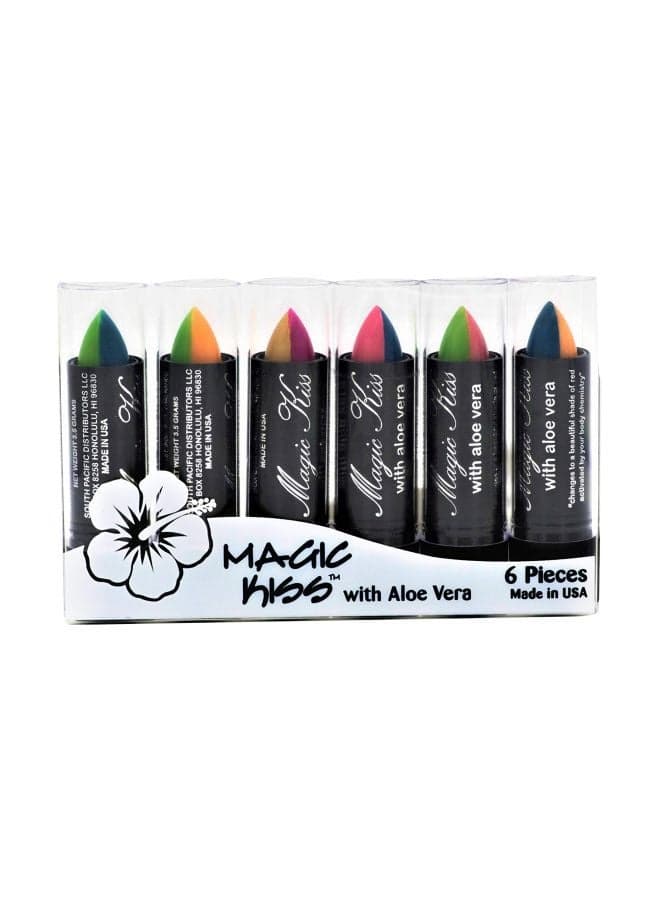 6-Piece Colour Changing Lipstick With Aloe Vera Green/Blue/Orange
