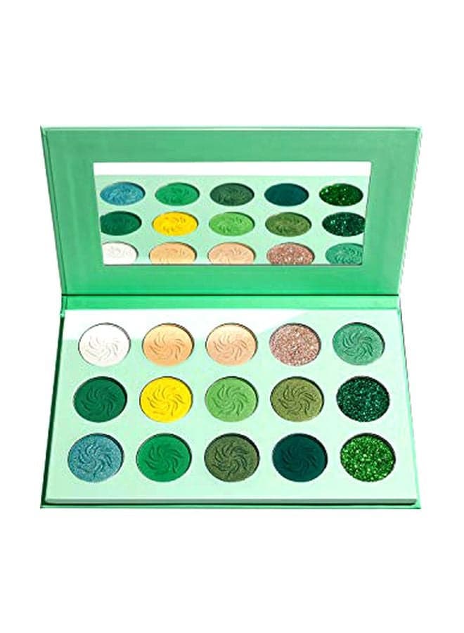 15-Colours Matte And Glitter Eyeshadow Palette Avocado Green