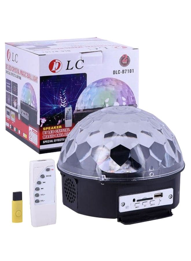 2-In-1 Led Bluetooth Speaker Crystal Magic Ball Light With Accessory Multicolour 7cm