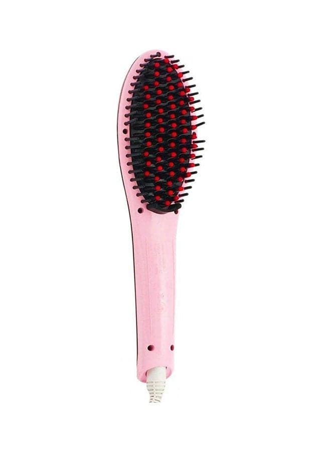 3-In-1 Electric Hair Straightener Brush With LCD Screen Pink
