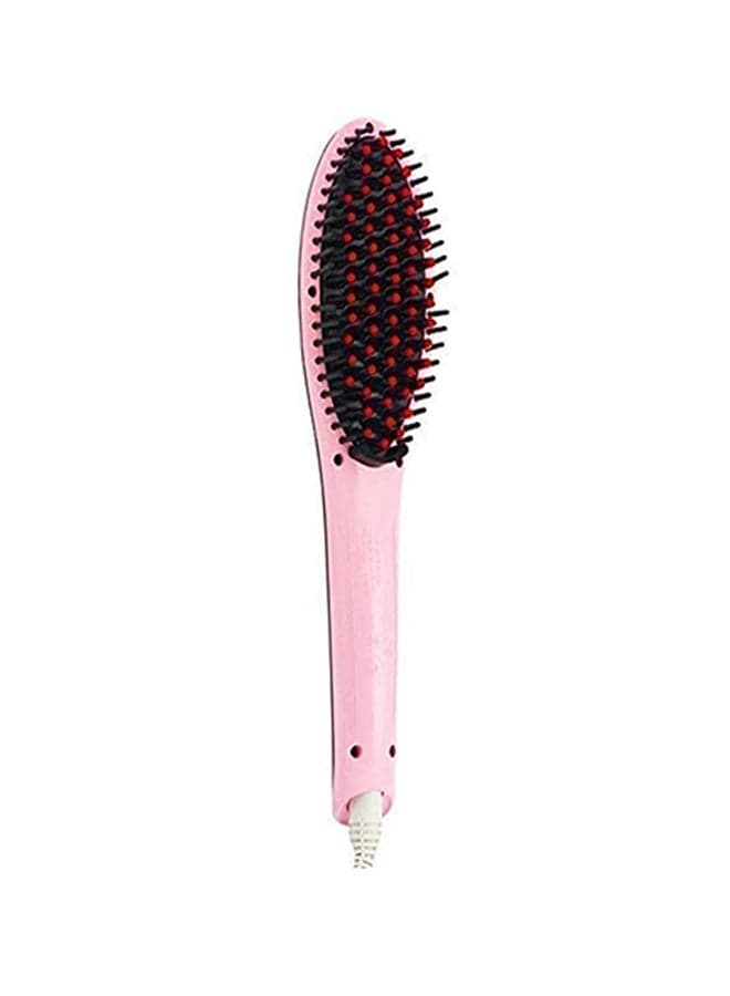 Electric Hair Straightener Comb Brush With LCD Screen Pink