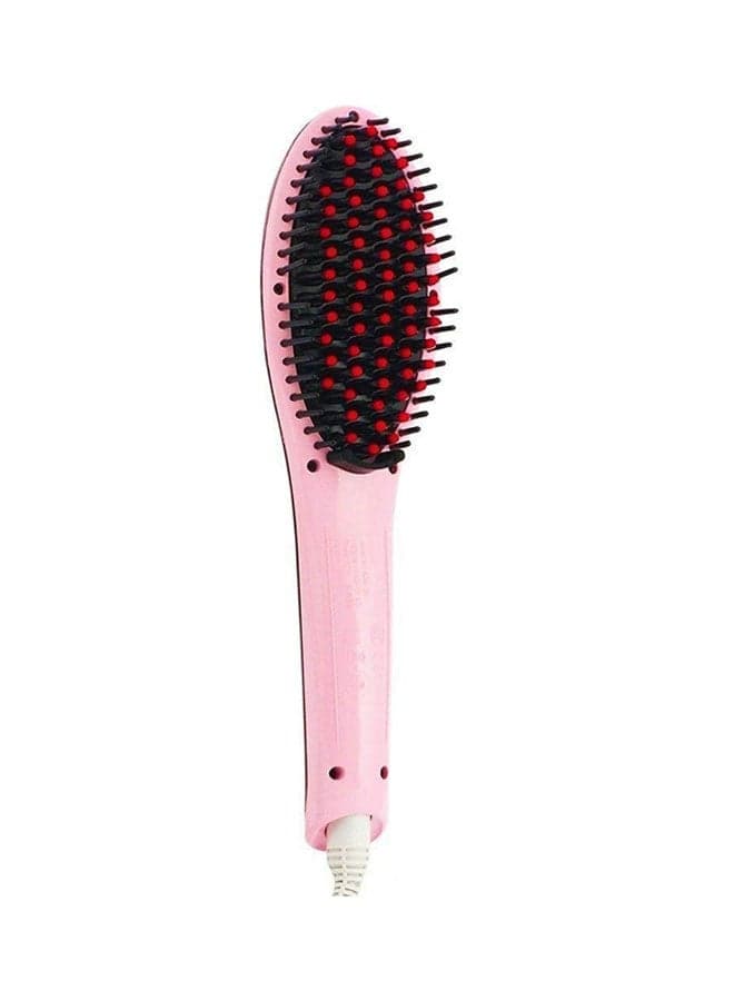 Electric Hair Straightening Brush With LCD Display Pink