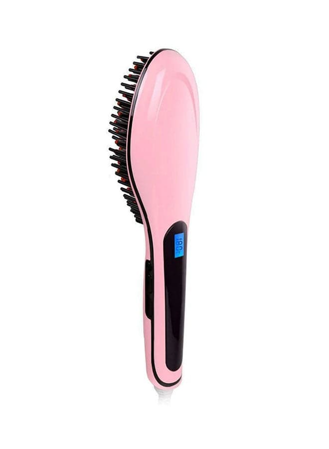 Fast Hair Straightener Brush With LCD Screen Pink