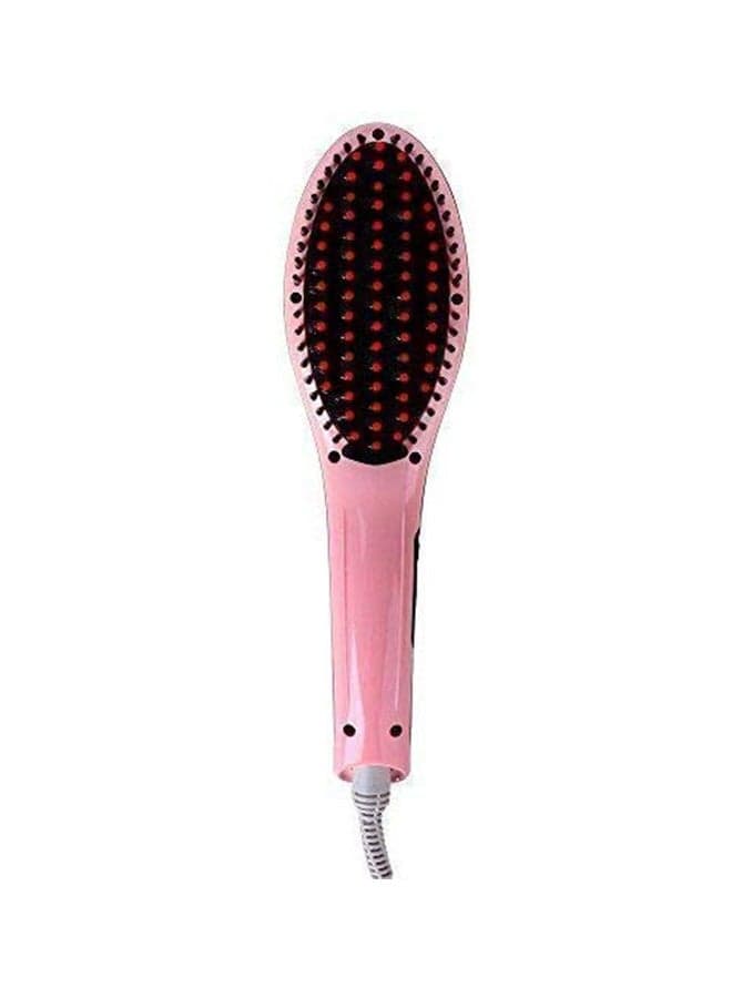 Fast Hair Straightening Comb Brush With LCD Screen Pink