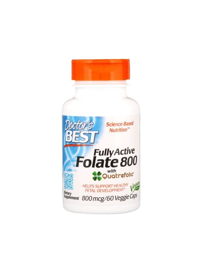 Fully Active Folate Dietary Supplement 800 mcg - 60 Veggie Capsules