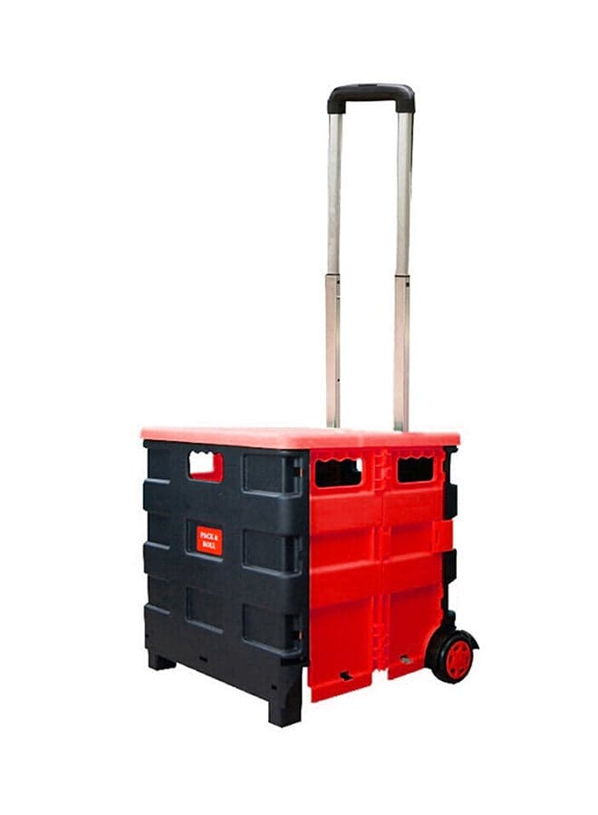 Two Wheeled Folding Shopping Bag Cart Black/Red 14x44x3.56cm