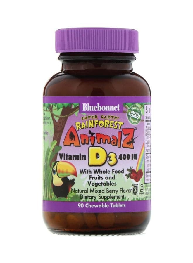 Rainforest Animalz Vitamin D3 400 IU - 90 Chewable Tablets