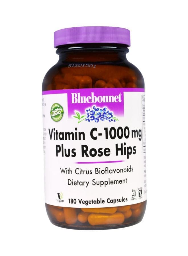 Vitamin C Plus Rose Hips Dietary Supplement - 180 Capsules