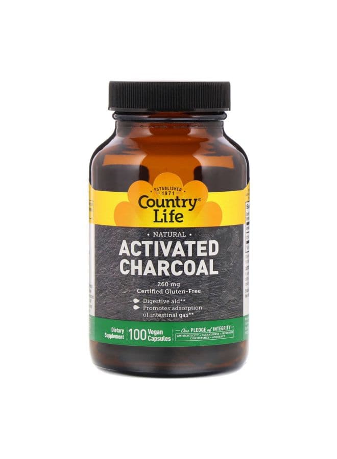 Activated Charcoal 260mg Dietary Supplement - 100 Capsules