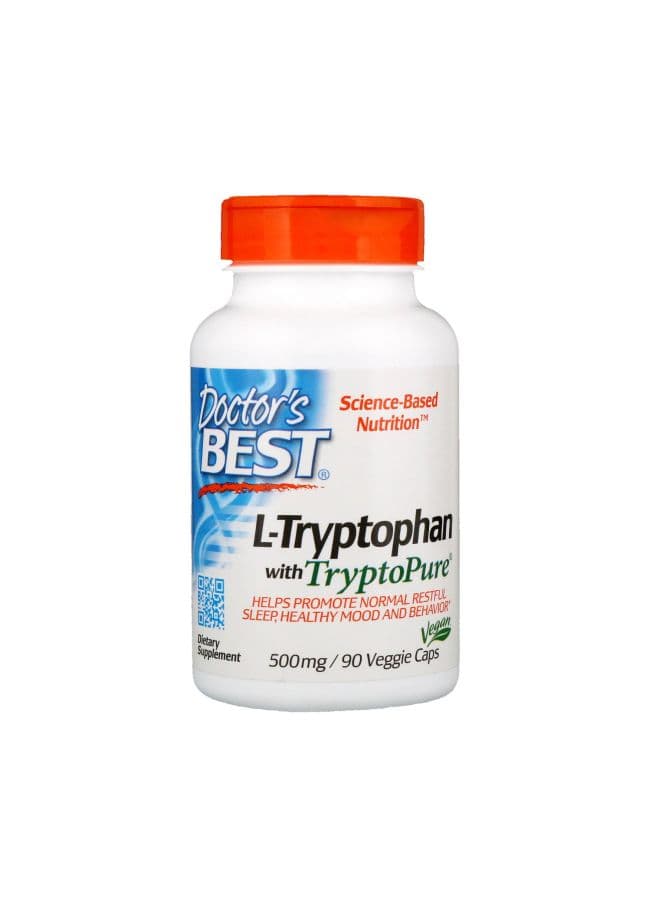 L-Tryptophan With TryptoPure 500mg Dietary Supplement - 90 Veggie Caps