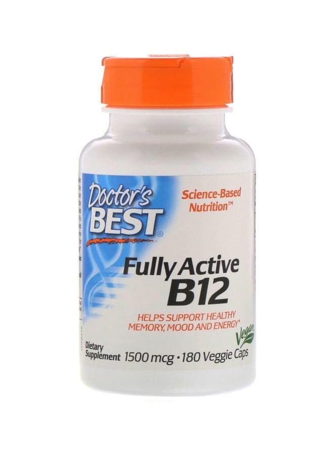 Fully Active B12 1500mcg Dietary Supplement -180 Veggie Caps