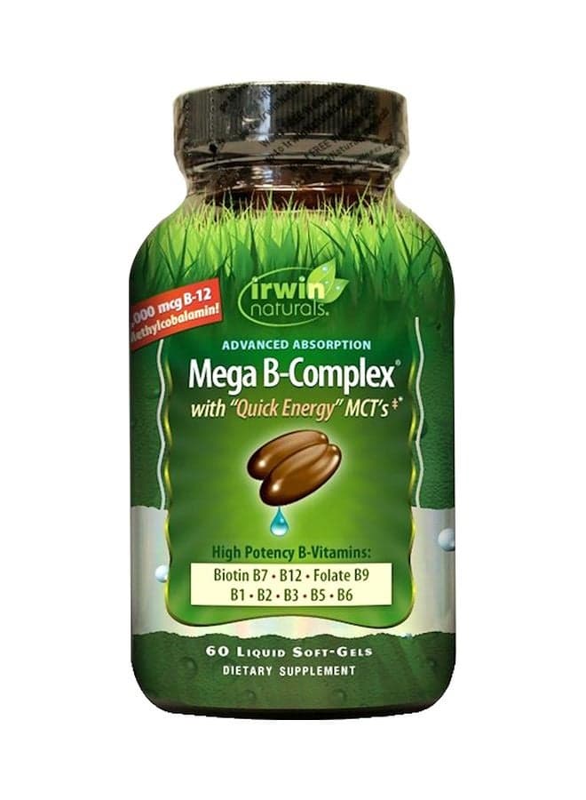 Naturals Mega-B Complex With Quick Energy MCTs 1000 mcg - 60 Liquid Softgels