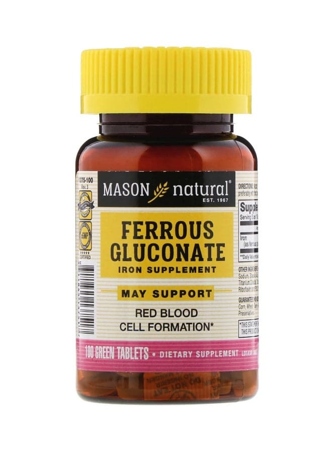 Ferrous Gluconate Iron Dietary Supplement - 100 Tablets