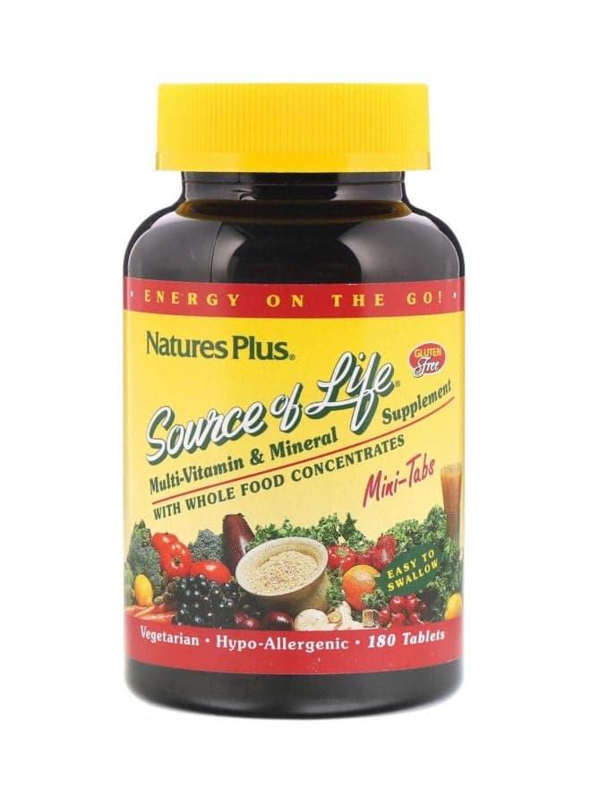 Source Of Life Multi-Vitamin And Mineral Supplement With Whole Food Concentrates - 180 Tablets