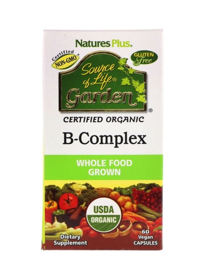 B-Complex Whole Food Grown Dietary Supplement - 60 Vegan Capsules