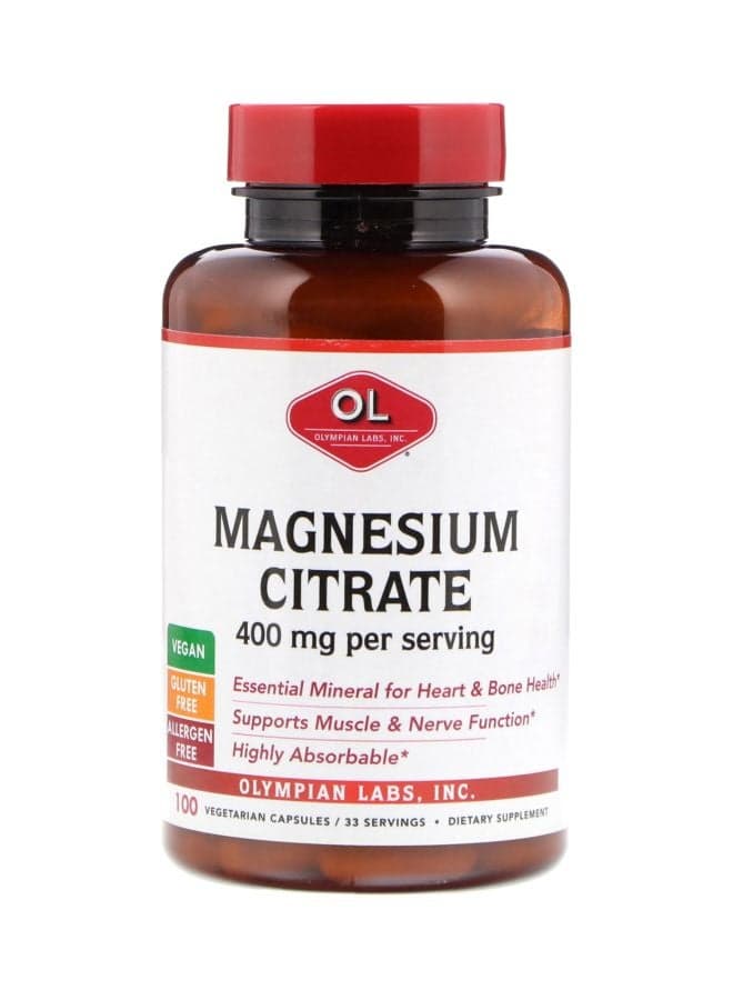 Magnesium Citrate Dietary Supplement - 100 Vegetarian Capsules
