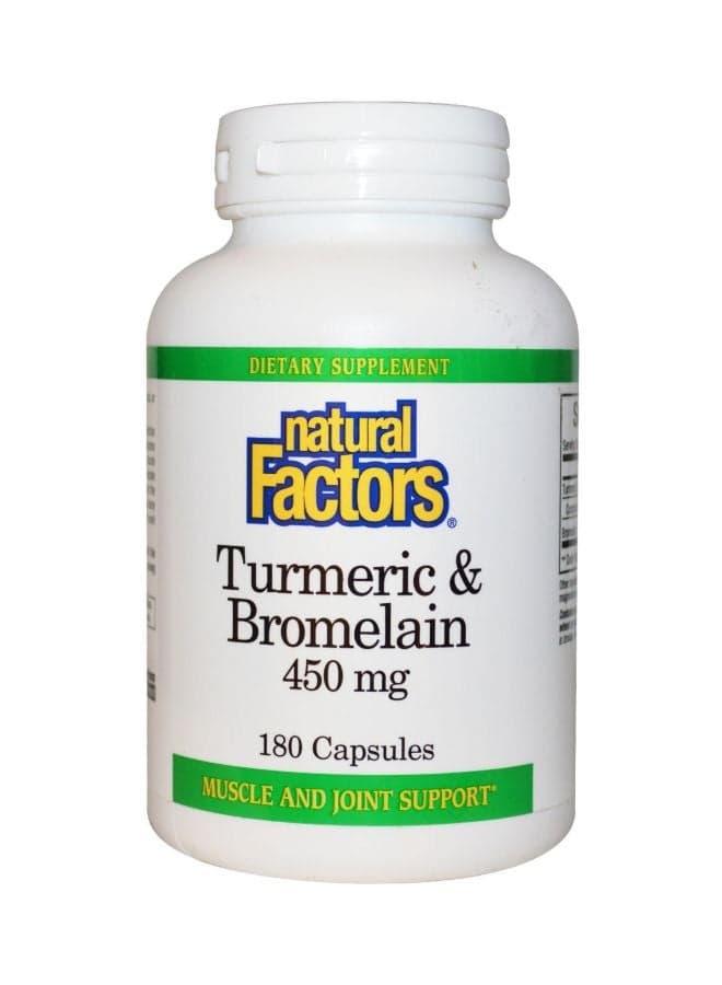 Turmeric And Bromelain Dietary Supplement - 180 Capsules
