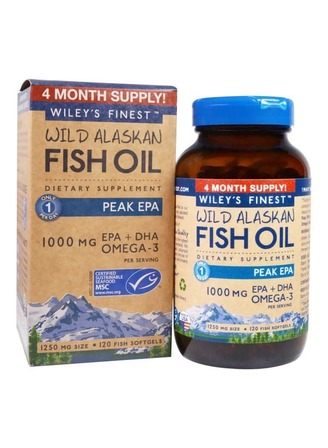 Wild Alaskan Fish Oil 1250mg Dietary Supplement - 120 Softgels