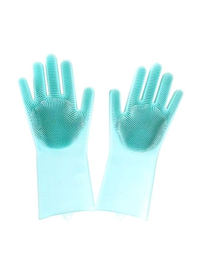 Silicon Dishes Cleaning Gloves Blue 30.5x16cm