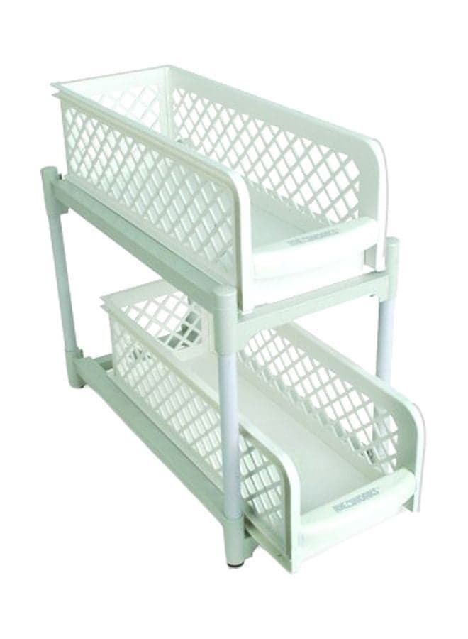 Portable 2-Tier Basket Drawer White 15x13x5.75inch