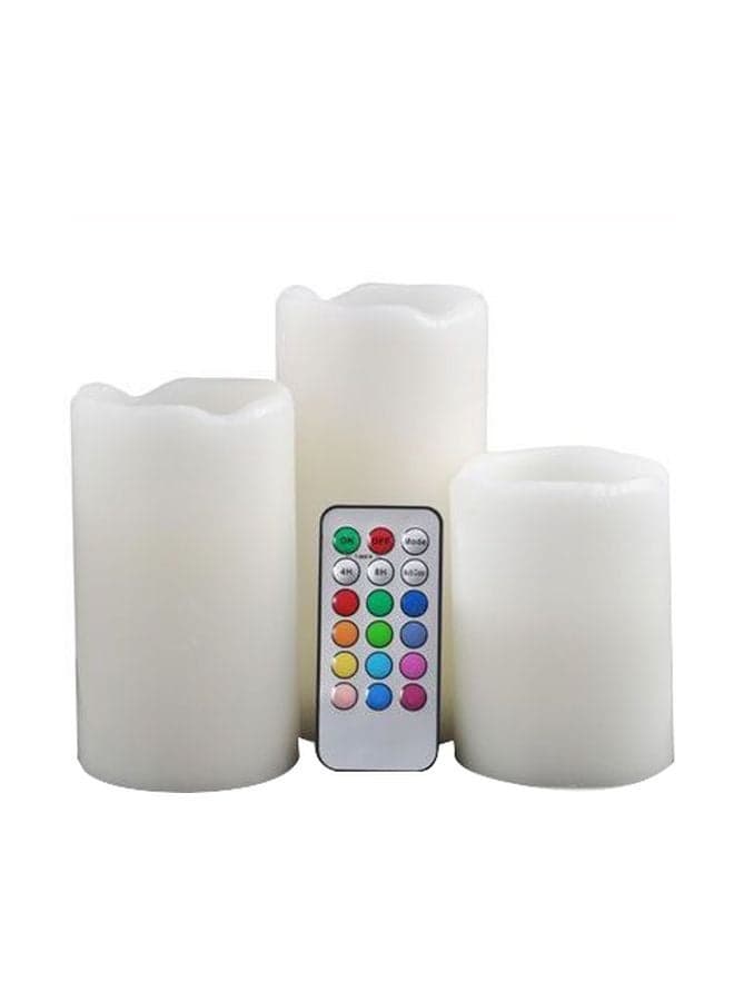 3-Piece Color Changing Candle With Remote Multicolour