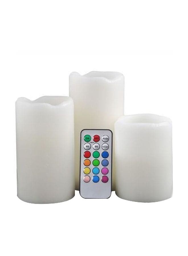 3-Piece Colour Changing Candles with Remote Control Multicolour