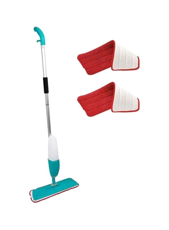Microfiber Spray Mop With 2 Towels Blue/White/Silver