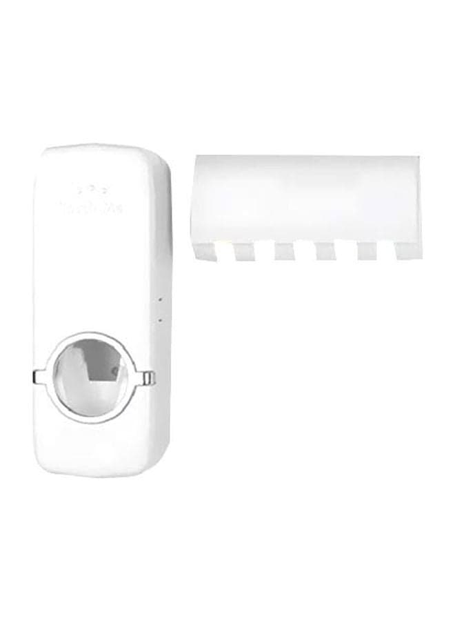 Toothbrush Holder With Toothpaste Dispenser White
