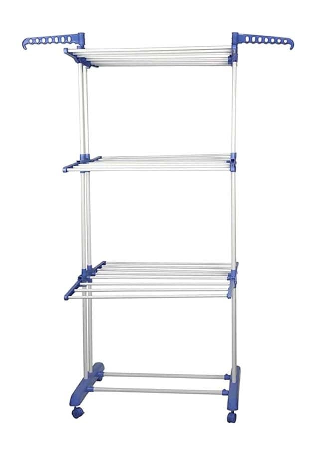 Three Layer Cloth Rack With Wheel White/Blue 31.3 x 7.2inch