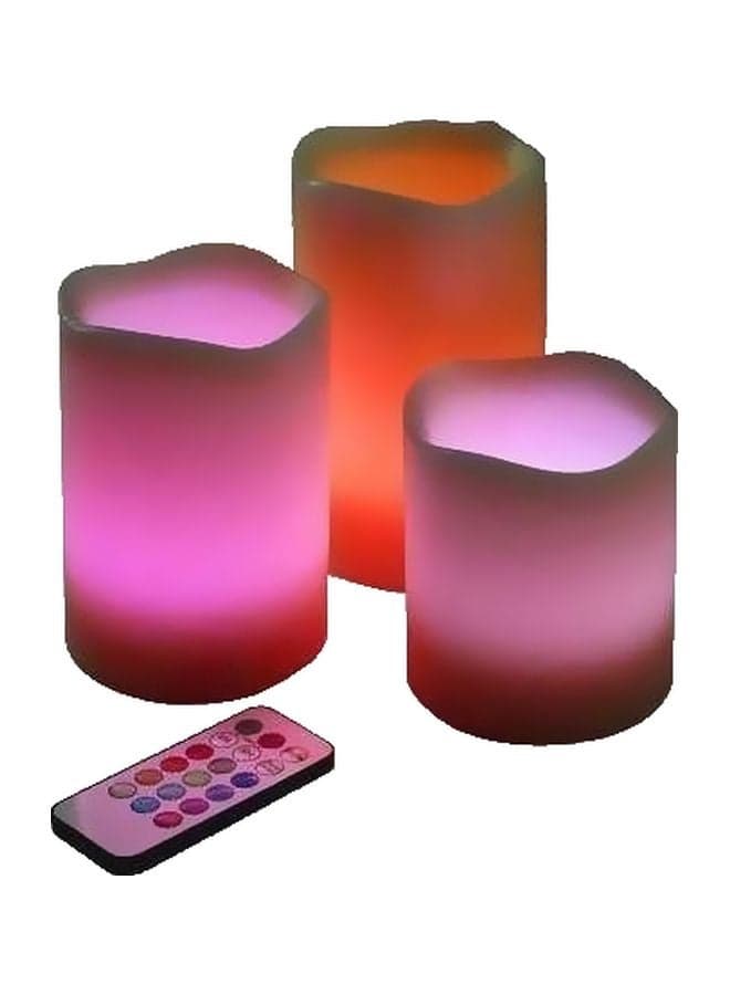 3-Piece Remote Control LED Candle Orange/Purple/Brown