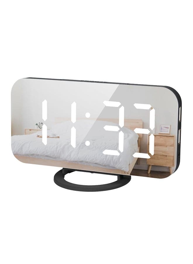 LED Digital Alarm Clock With Large White Font Display Black 17x6.30x10cm