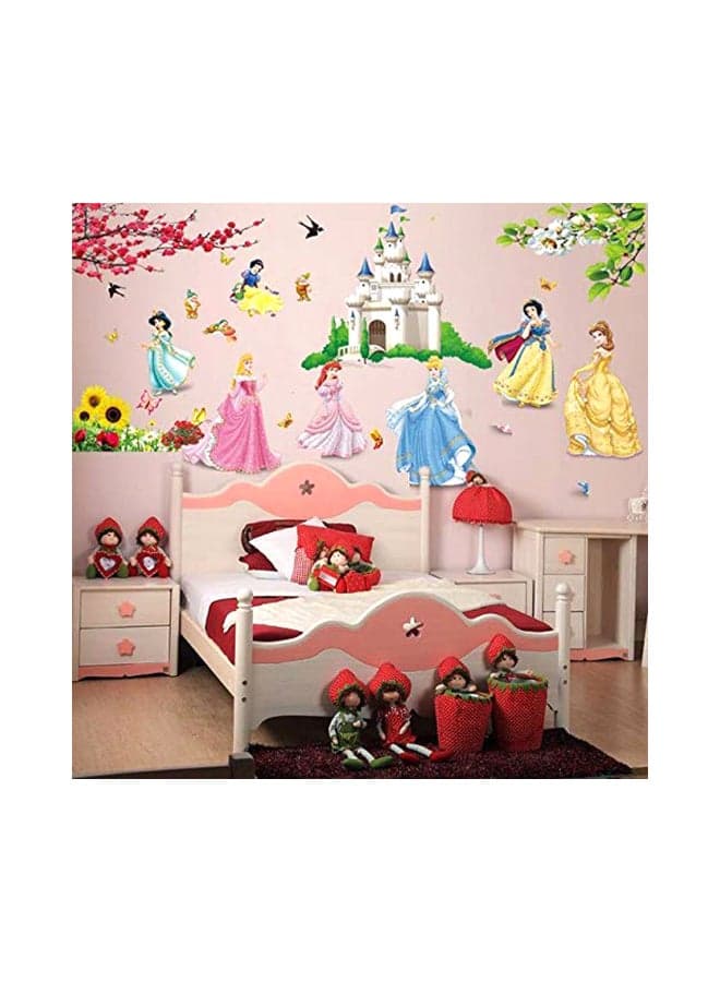 Princess Birds Flower Castle Wall Stickers Multicolour 1.2 x 23.8 x 1.5 iinch
