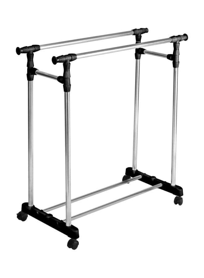 Double Pole Garment Rack Silver/Black