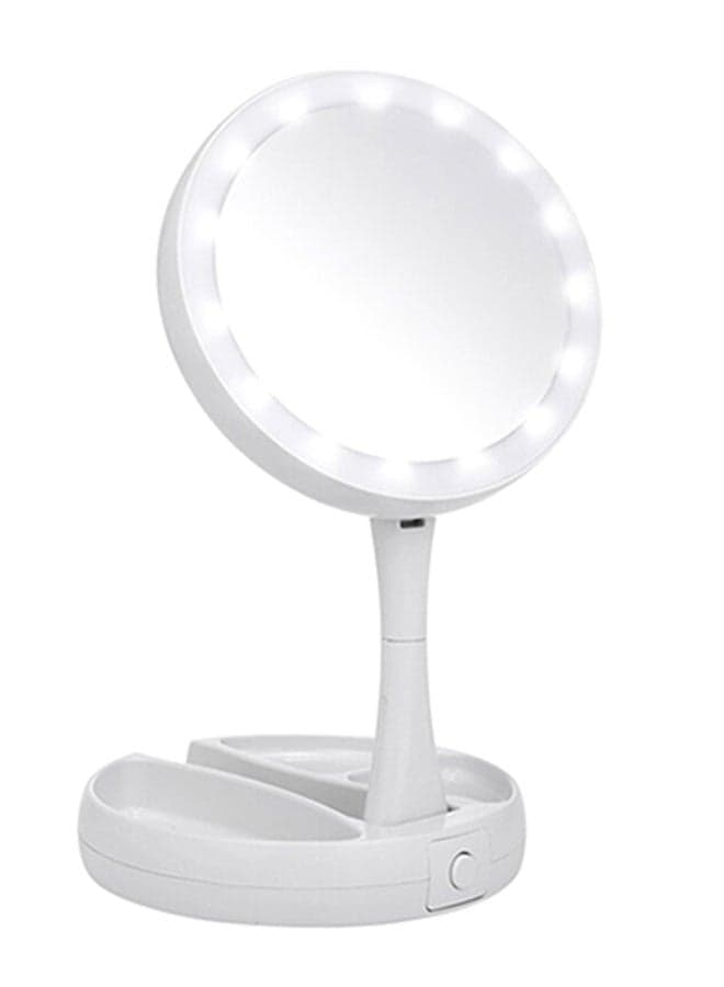 Led Makeup Magnifying Mirror Storage Box White