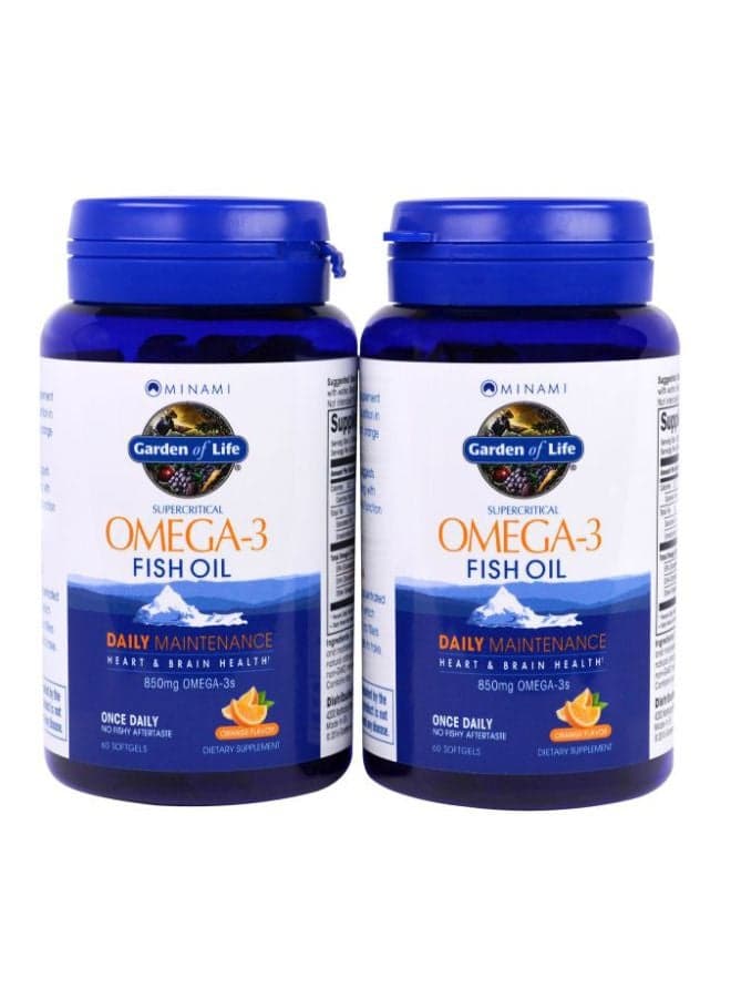 Pack Of 2 Omega-3 Fish Oil 850mg Dietary Supplement -120 Softgels - Orange