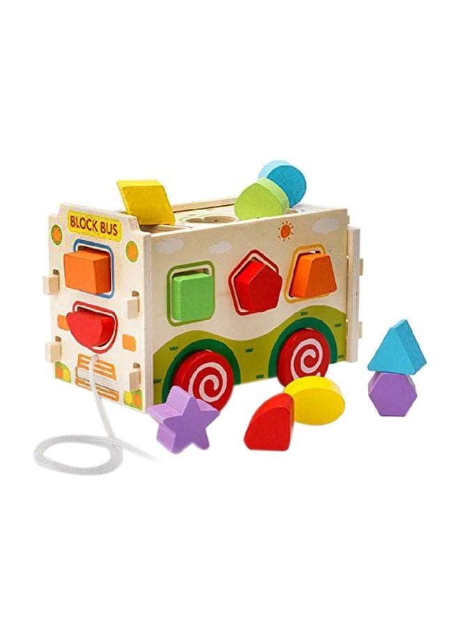 Wooden Shape Sorter Bus Push Pull Truck AKWTMWZ5079