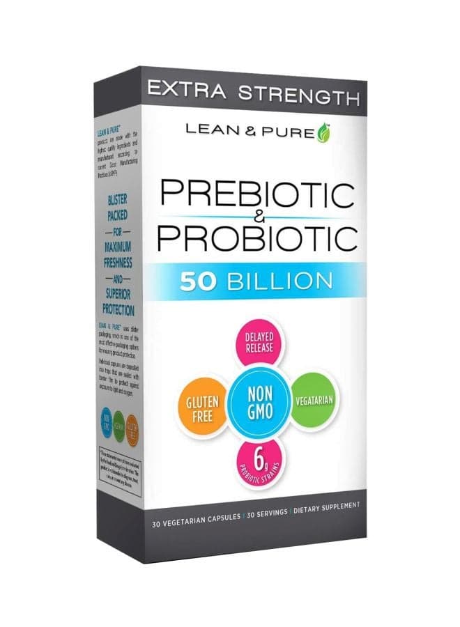Prebiotic And Probiotic 50 Billion Dietary Supplement - 30 Vegetarian Capsules