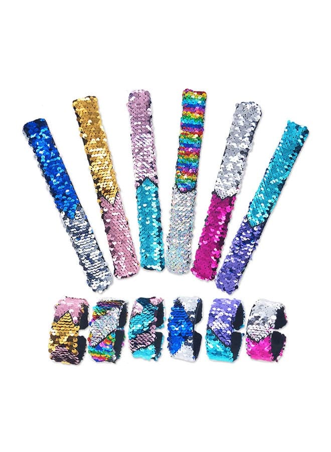 12-Piece Little Mermaid Magic Charm Reversible Sequin Slap Bracelets