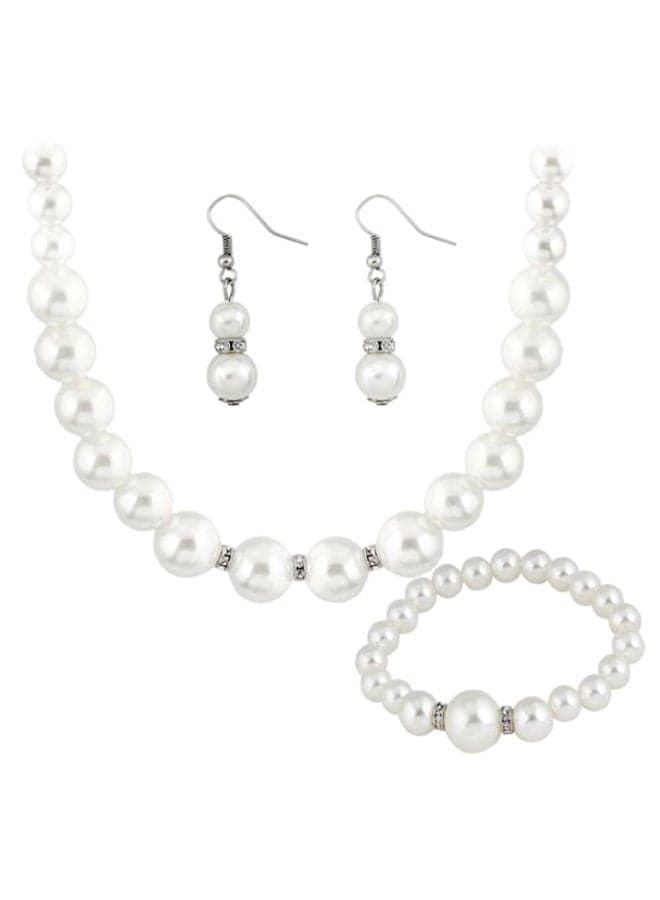 Freshwater Cultured Pearl Necklace With Bracelet And Earrings