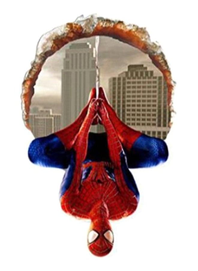 3D Spiderman Upside Down Pattern Wall Sticker Multicolour 90 x 60cm